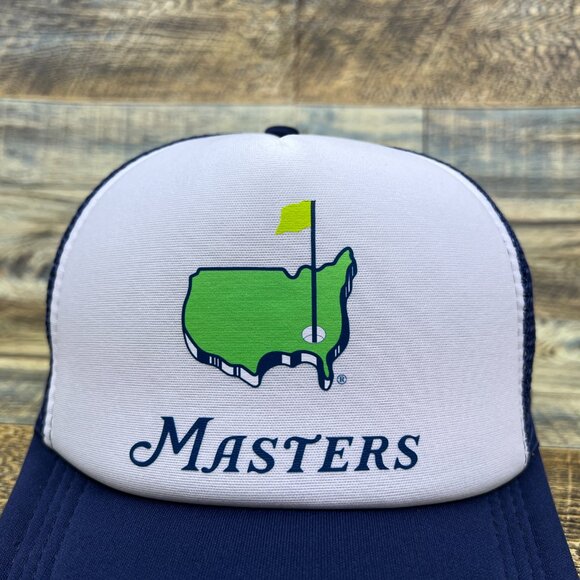 Master's Mens Trucker Hat Navy Snapback Golf Tournament Hole In One Baseball Cap - Picture 3 of 7